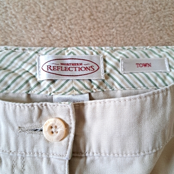 Northern Reflections Cropped Pant Women's Size 14 Beige Wide Leg Capri Cotton - Picture 5 of 12